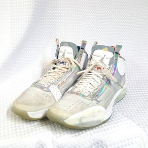 Nike Air Jordan XXXIV 34 UNITE White Iridescent Silver Metallic AR3240 101 Sz 14